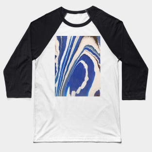 Blue white and black acrylic pour Baseball T-Shirt